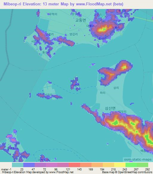 Mibeop-ri,South Korea Elevation Map