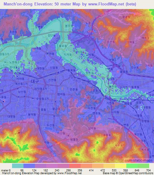 Manch'on-dong,South Korea Elevation Map