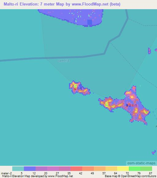 Malto-ri,South Korea Elevation Map