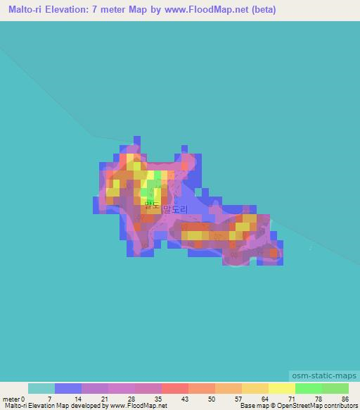 Malto-ri,South Korea Elevation Map