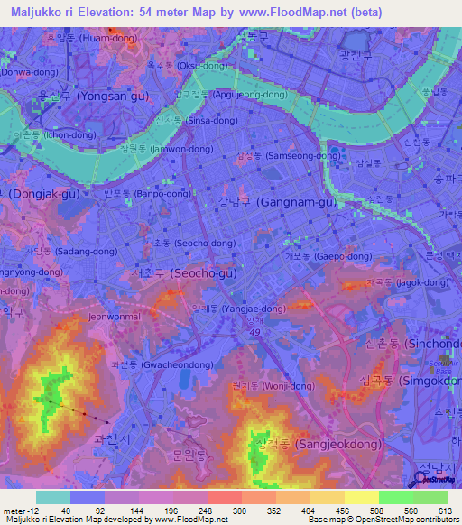 Maljukko-ri,South Korea Elevation Map