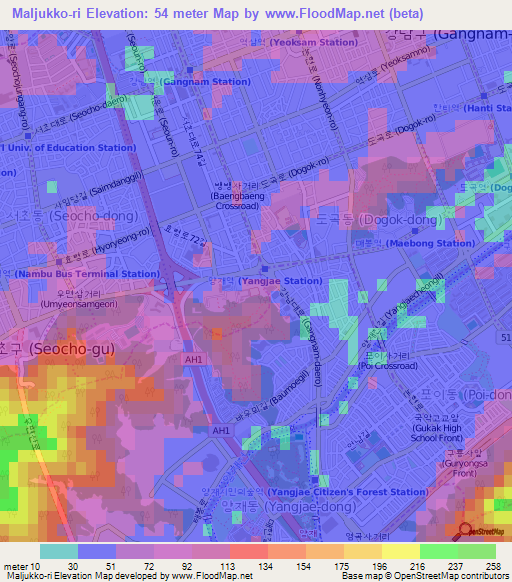 Maljukko-ri,South Korea Elevation Map