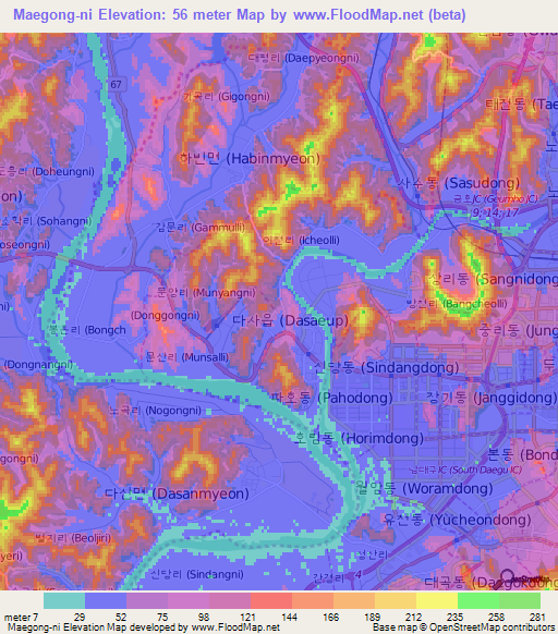 Maegong-ni,South Korea Elevation Map