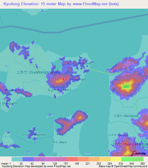 Kyodong,South Korea Elevation Map