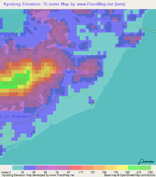 Kyodong,South Korea Elevation Map