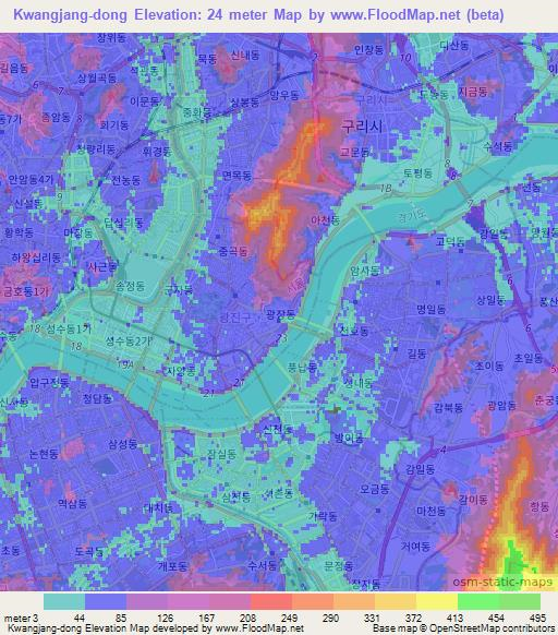 Kwangjang-dong,South Korea Elevation Map