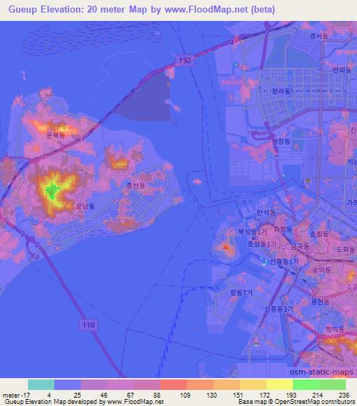 Gueup,South Korea Elevation Map