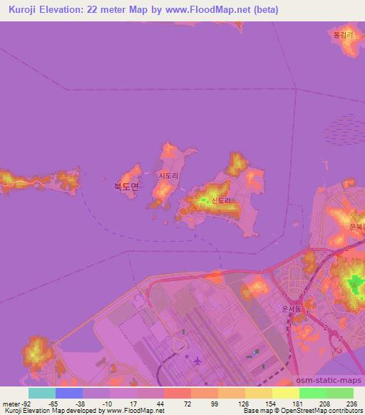 Kuroji,South Korea Elevation Map