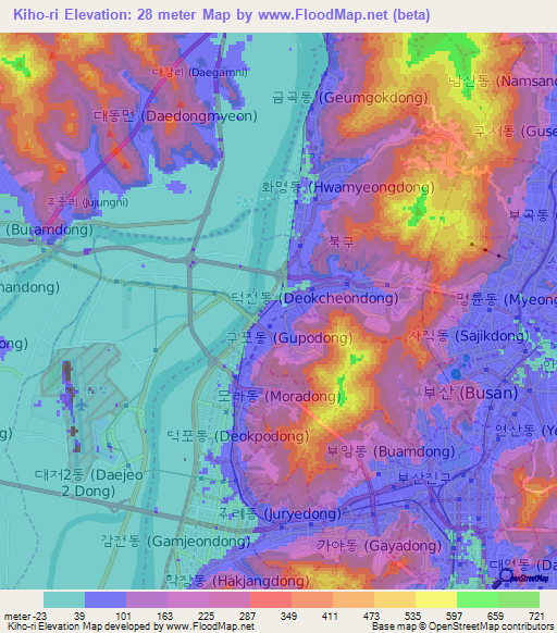 Kiho-ri,South Korea Elevation Map