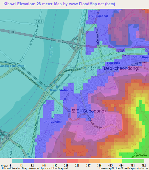 Kiho-ri,South Korea Elevation Map