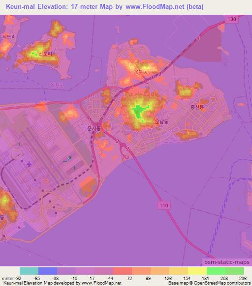 Keun-mal,South Korea Elevation Map