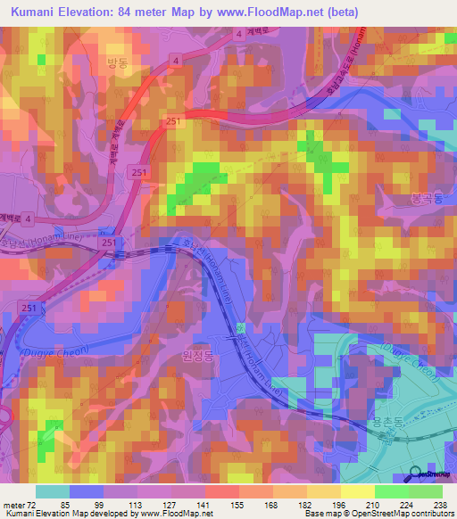 Kumani,South Korea Elevation Map