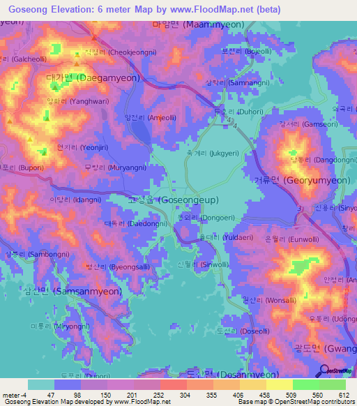 Goseong,South Korea Elevation Map
