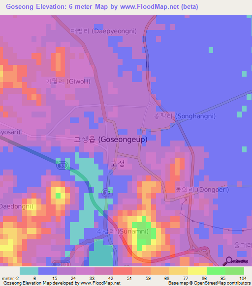 Goseong,South Korea Elevation Map