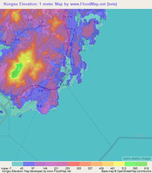 Kongsu,South Korea Elevation Map