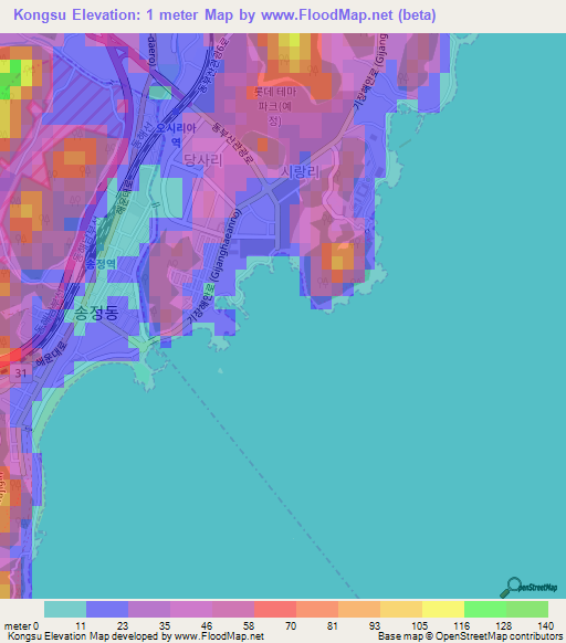 Kongsu,South Korea Elevation Map