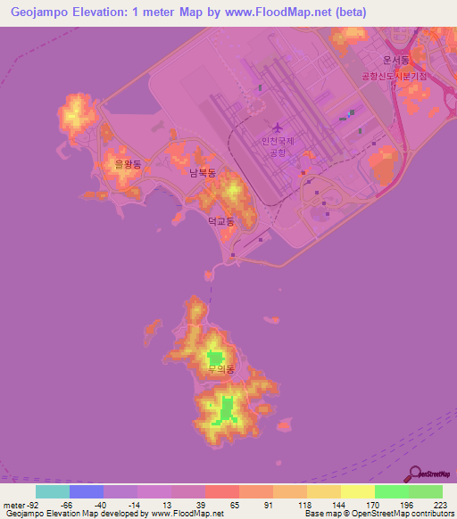 Geojampo,South Korea Elevation Map