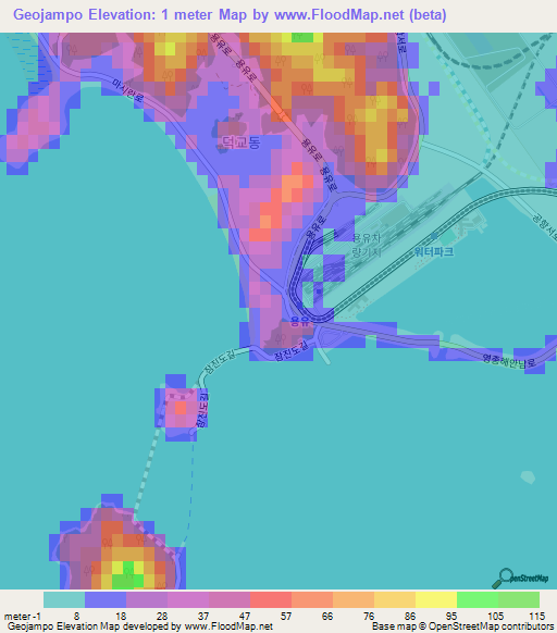 Geojampo,South Korea Elevation Map