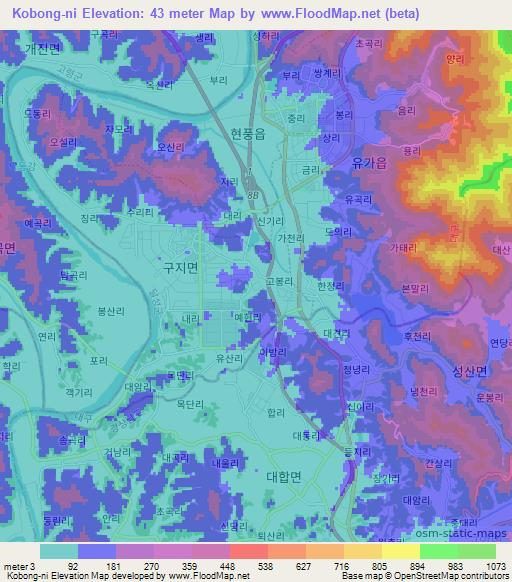 Kobong-ni,South Korea Elevation Map