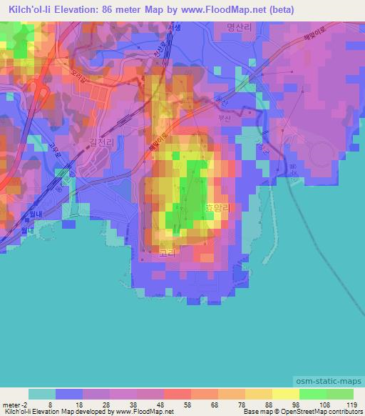 Kilch'ol-li,South Korea Elevation Map