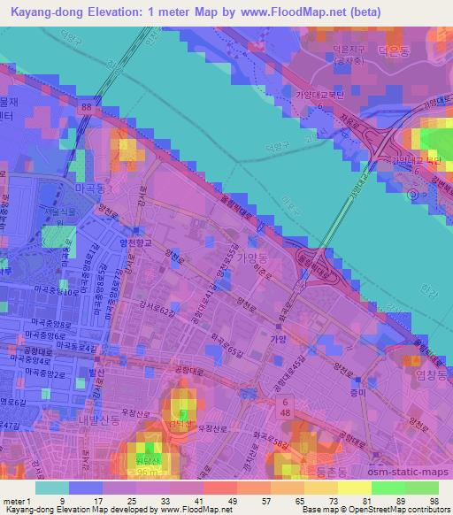 Kayang-dong,South Korea Elevation Map