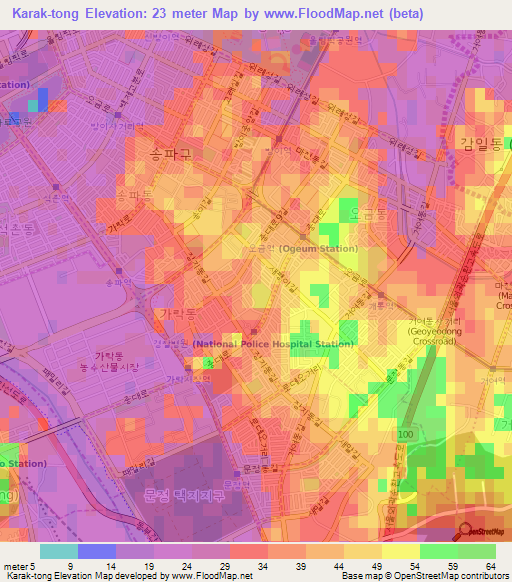 Karak-tong,South Korea Elevation Map