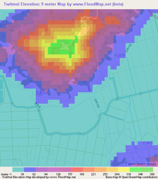 Twitmul,South Korea Elevation Map