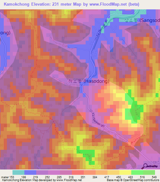 Kamokchong,South Korea Elevation Map