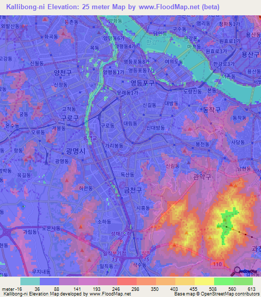 Kallibong-ni,South Korea Elevation Map