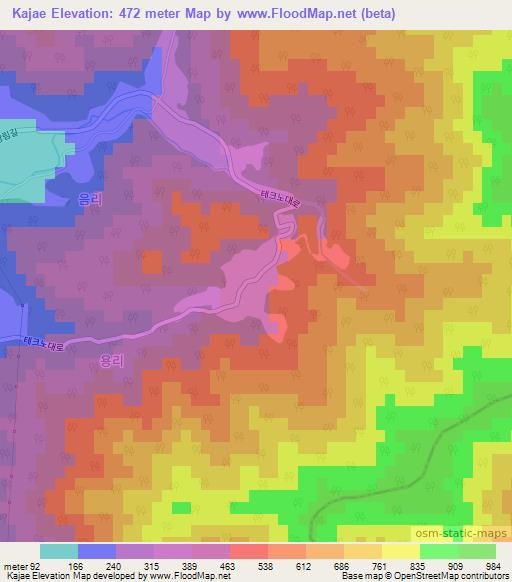 Kajae,South Korea Elevation Map