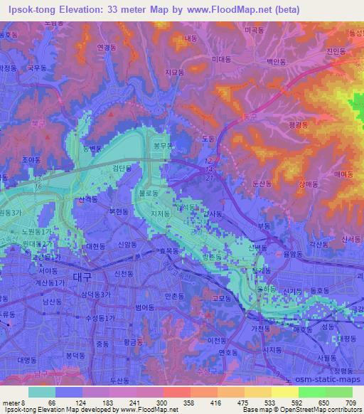 Ipsok-tong,South Korea Elevation Map