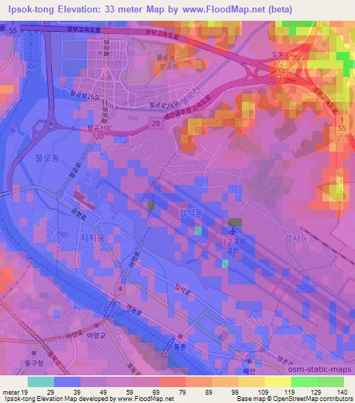 Ipsok-tong,South Korea Elevation Map