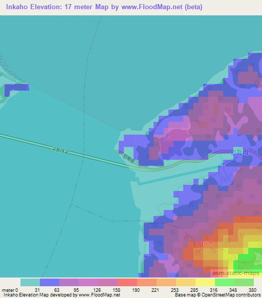 Inkaho,South Korea Elevation Map