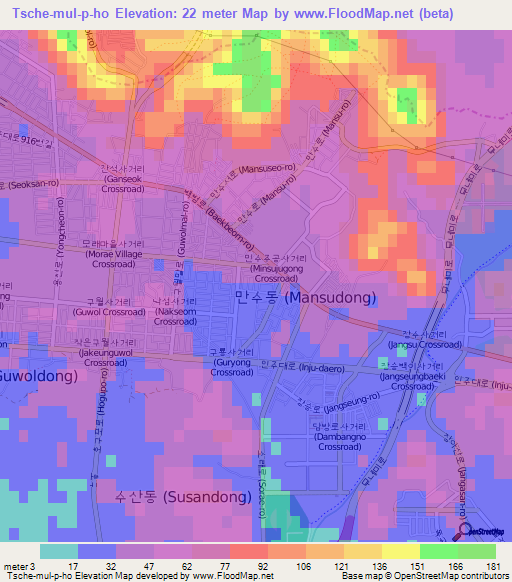 Tsche-mul-p-ho,South Korea Elevation Map