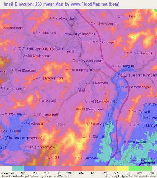 Imsil,South Korea Elevation Map