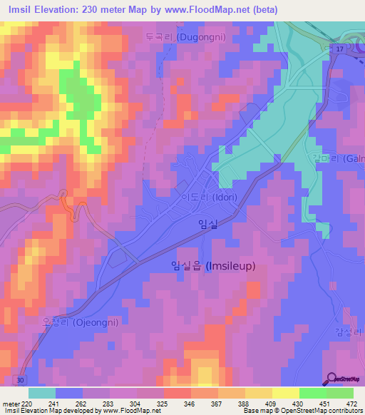 Imsil,South Korea Elevation Map