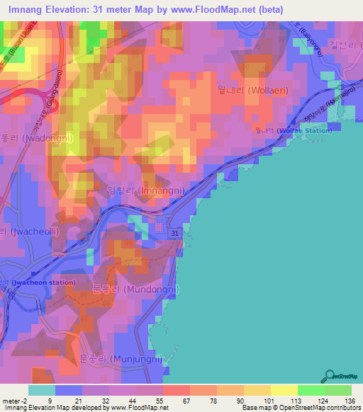 Imnang,South Korea Elevation Map