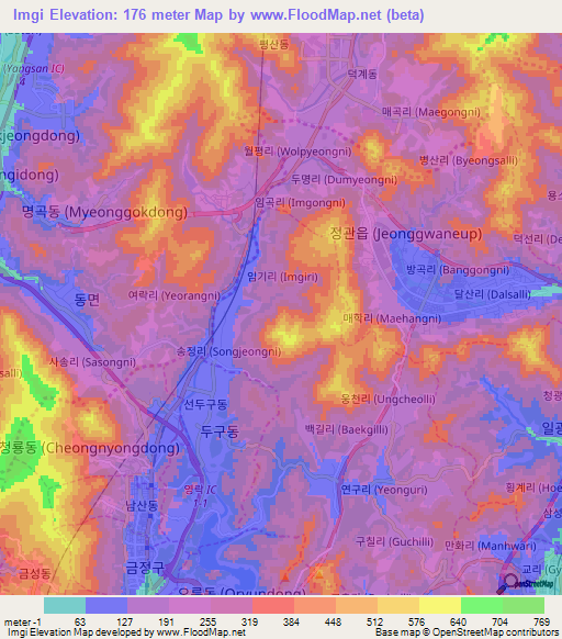 Imgi,South Korea Elevation Map