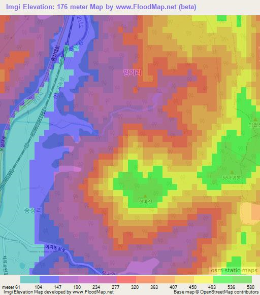 Imgi,South Korea Elevation Map