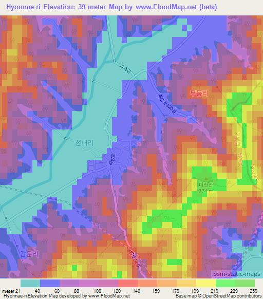 Hyonnae-ri,South Korea Elevation Map