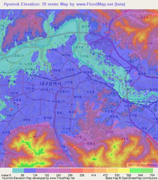 Hyomok,South Korea Elevation Map