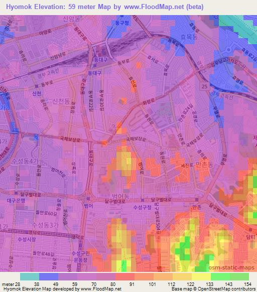 Hyomok,South Korea Elevation Map