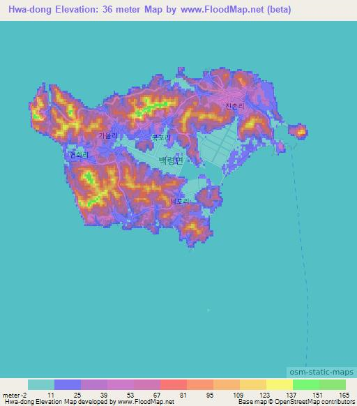 Hwa-dong,South Korea Elevation Map