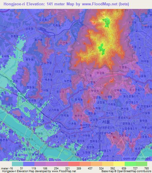 Hongjeoe-ri,South Korea Elevation Map