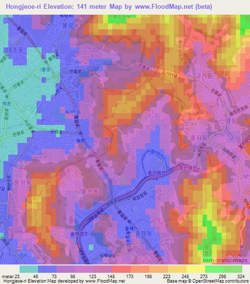 Hongjeoe-ri,South Korea Elevation Map