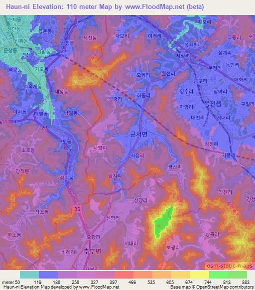 Haun-ni,South Korea Elevation Map