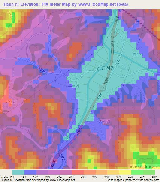 Haun-ni,South Korea Elevation Map