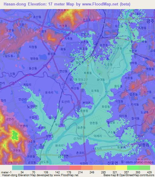 Hasan-dong,South Korea Elevation Map