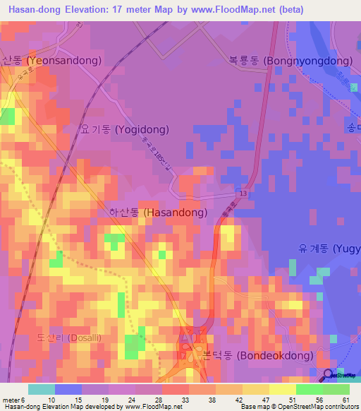 Hasan-dong,South Korea Elevation Map