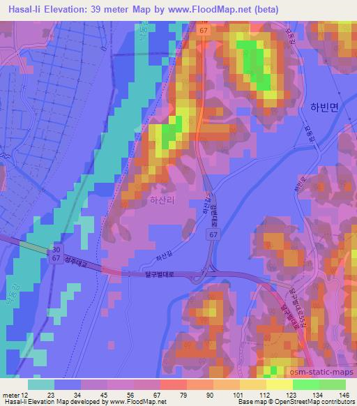 Hasal-li,South Korea Elevation Map